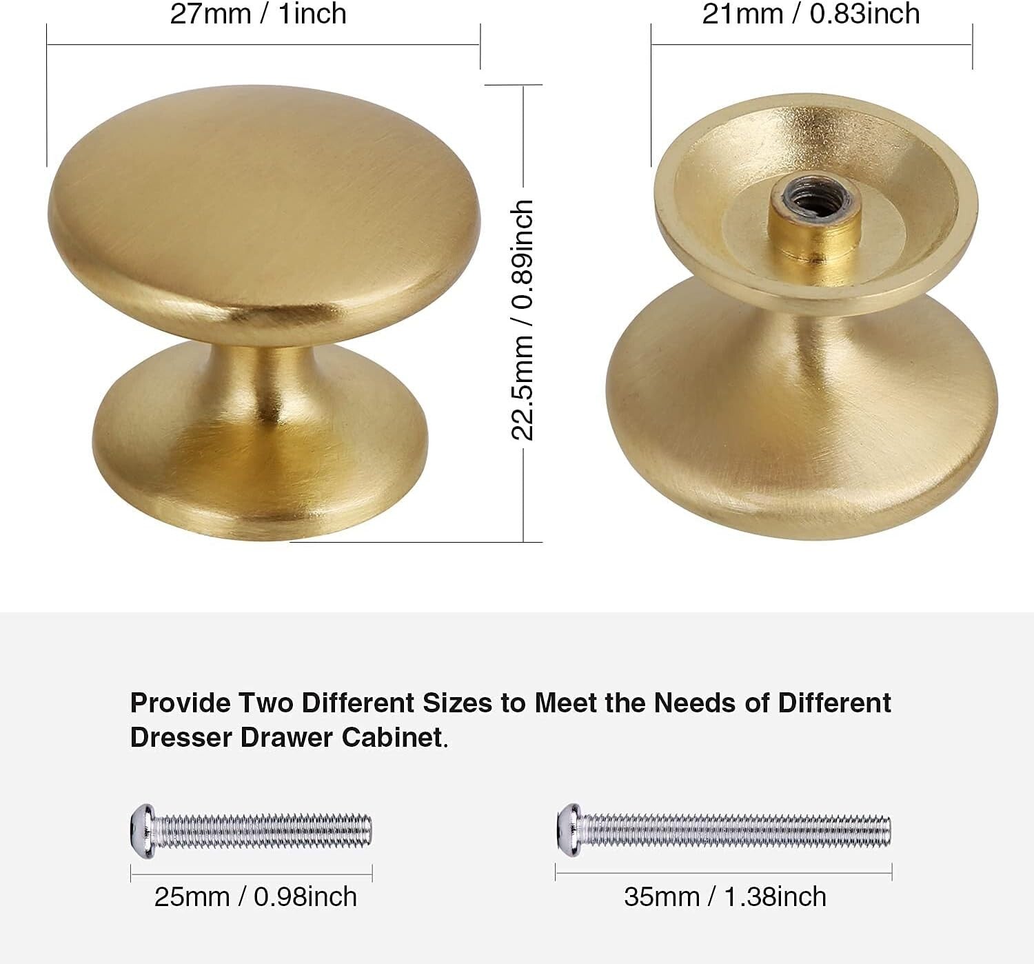 Durable Brass Cabinet Knobs, 1 Inch, 30 Pack – Easy Installation for Any Style