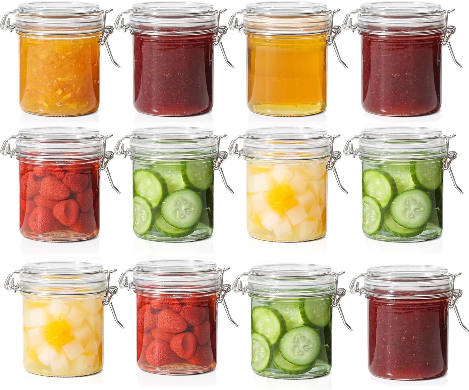 Durable 8oz Glass Canning Jars Set of 12 - Airtight Seal for Preserving Foods
