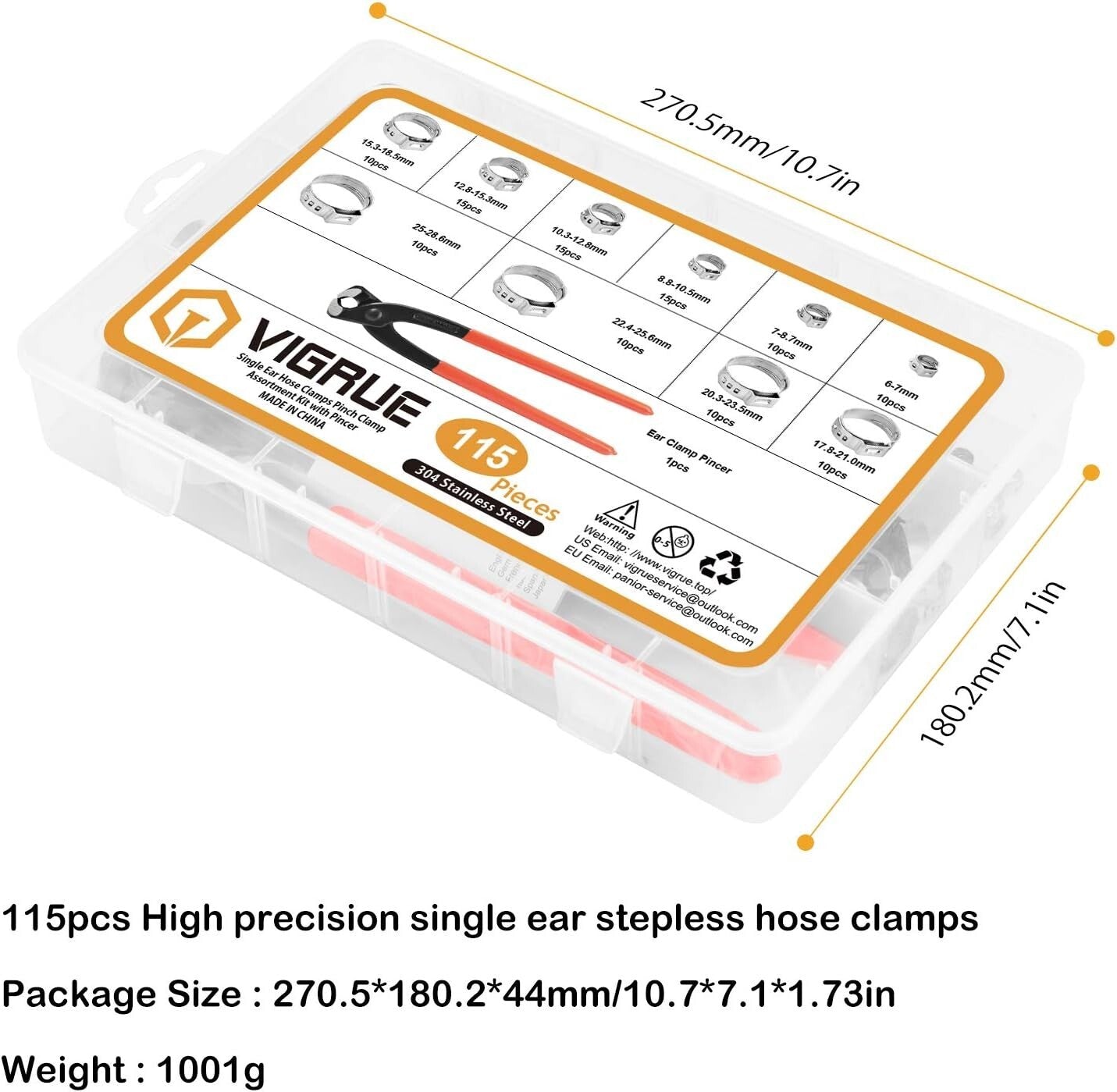 Comprehensive 115Pcs Hose Clamp Kit for Automotive and Plumbing Applications