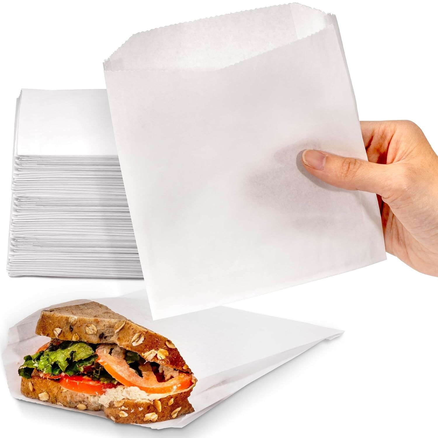 1000 Pack Greaseproof Paper Sandwich Bags - 7x6