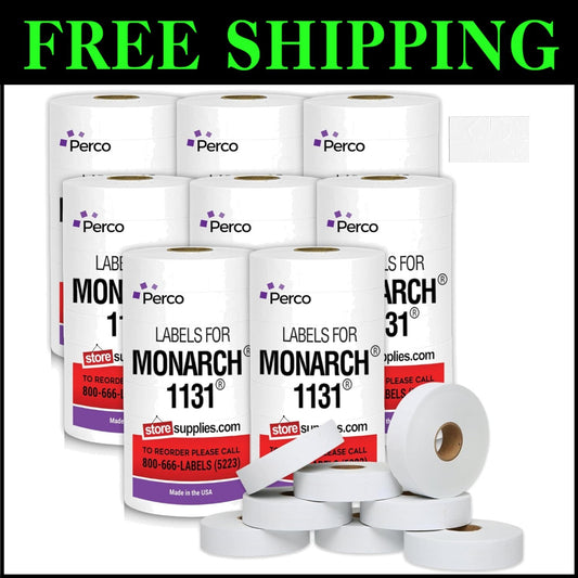 Bulk White Pricing Labels for Monarch 1131 - 160,000 Labels + Ink Rolls Included