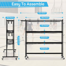 Load image into Gallery viewer, Modern 4-Tier Sports Equipment Storage Rack with Casters - Easy to Assemble