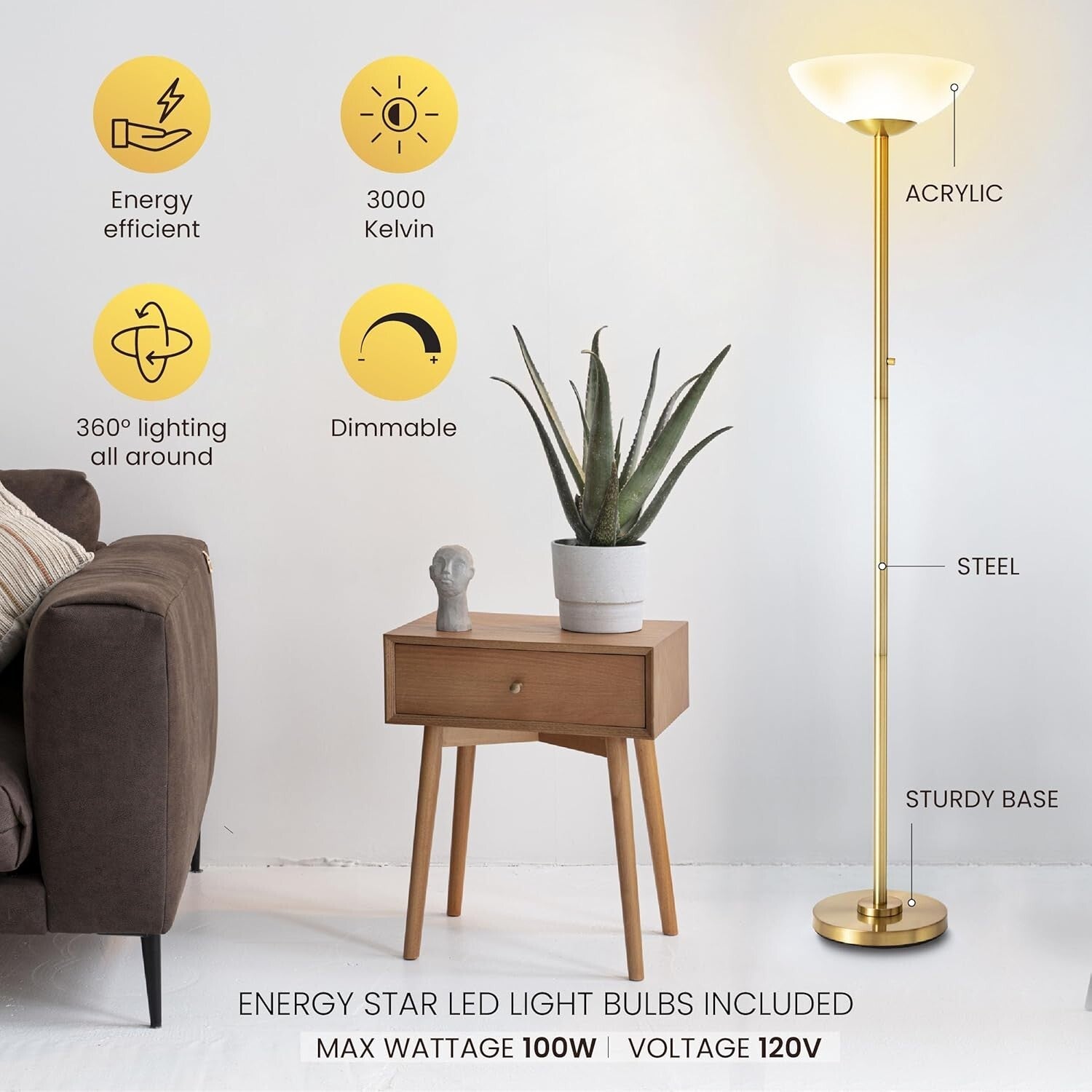 Stylish Dimmable Floor Lamp - 8000 LUMEN for Comfort and Elegance in Any Space