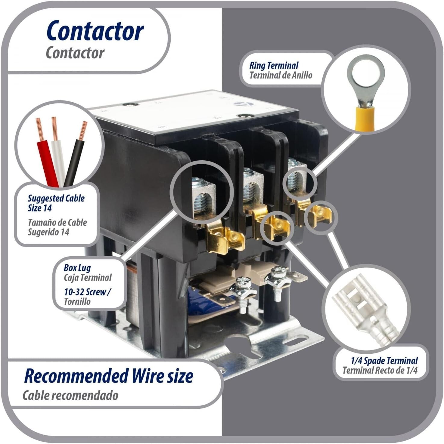 Reliable 3 Pole 60 Amp Contactor - UL Certified for Air Compressors & Pumps