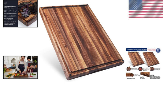 Functional 20x15 in Walnut Cutting Board with Juice Groove for Hassle-Free Prep