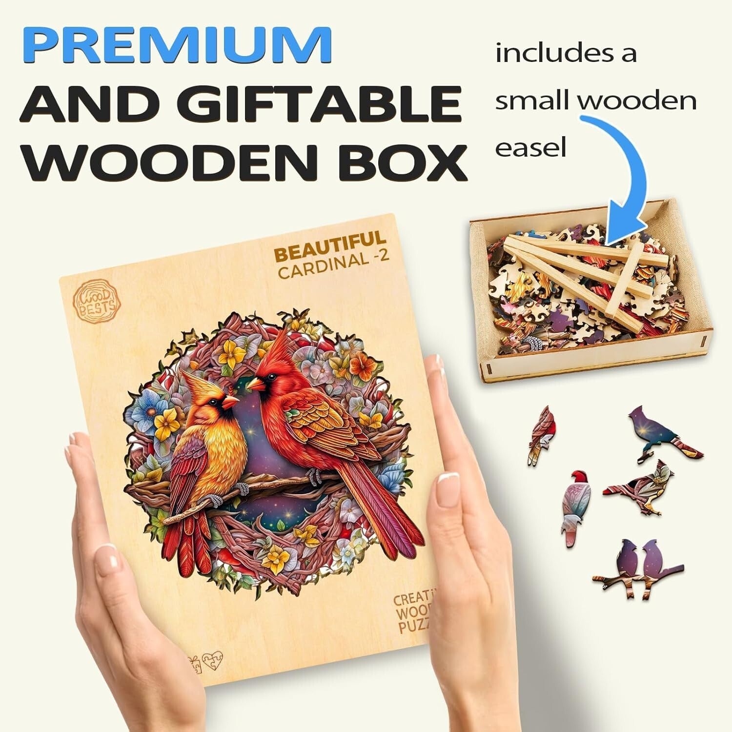 Delightful Cardinal Wooden Puzzle - 300-Piece Family Game Night Essential