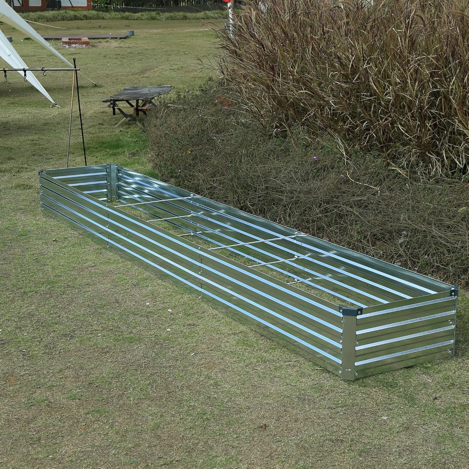 Durable 12x2x1ft Galvanized Metal Garden Bed - Perfect for Flowers & Vegetables