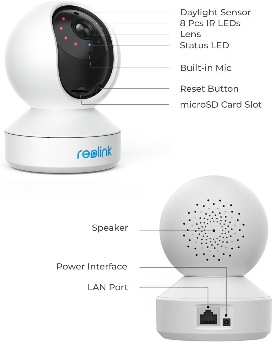 E1 Indoor WiFi Camera with Pan/Tilt & Smart Detection - Ideal for Home Security