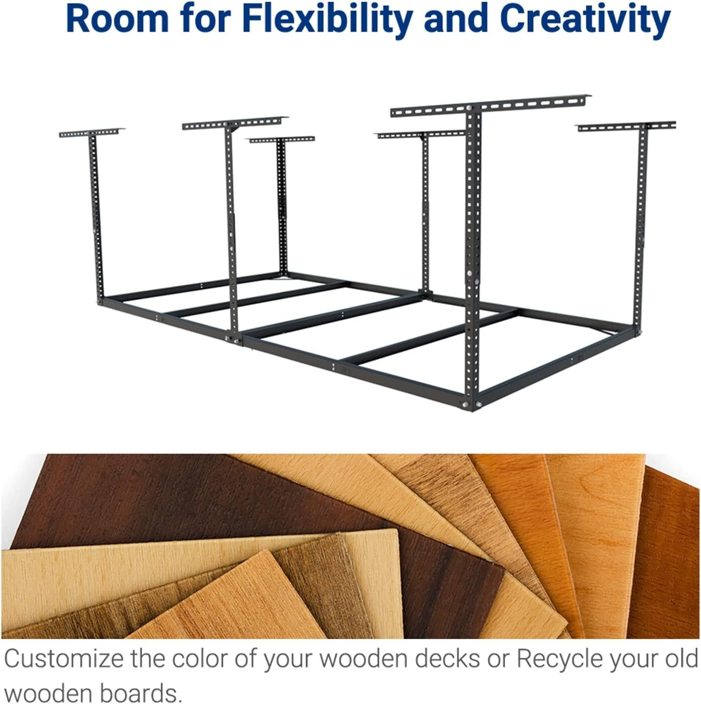 Ceiling-Mounted 4x8 Garage Storage Rack - 600 lbs Heavy Duty Organization System