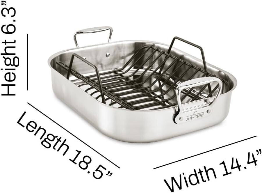 Elegant Stainless Steel Roaster with Nonstick Rack - Holds Up to 25-lb Turkey