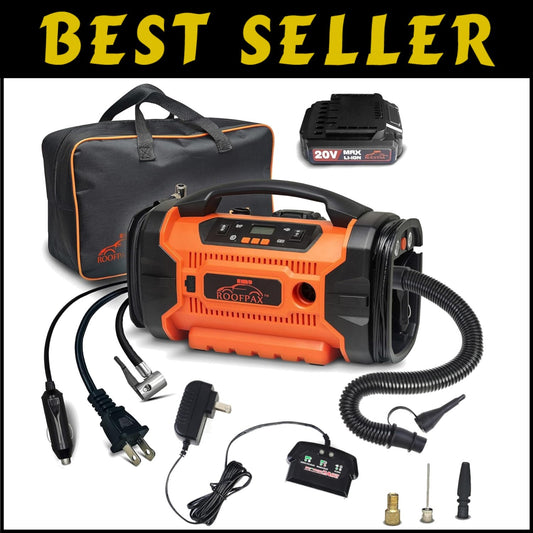 Compact Tire Inflator & Deflator with 20V Lithium Battery - Emergency Ready
