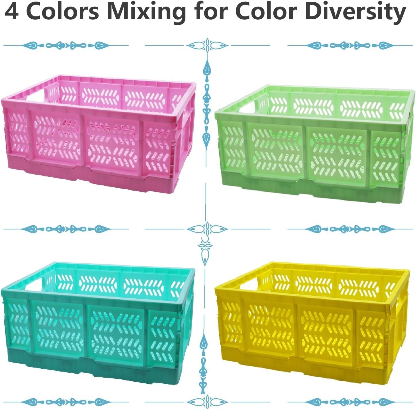 Durable 20L Collapsible Storage Baskets - Ideal for Home & Office Organization