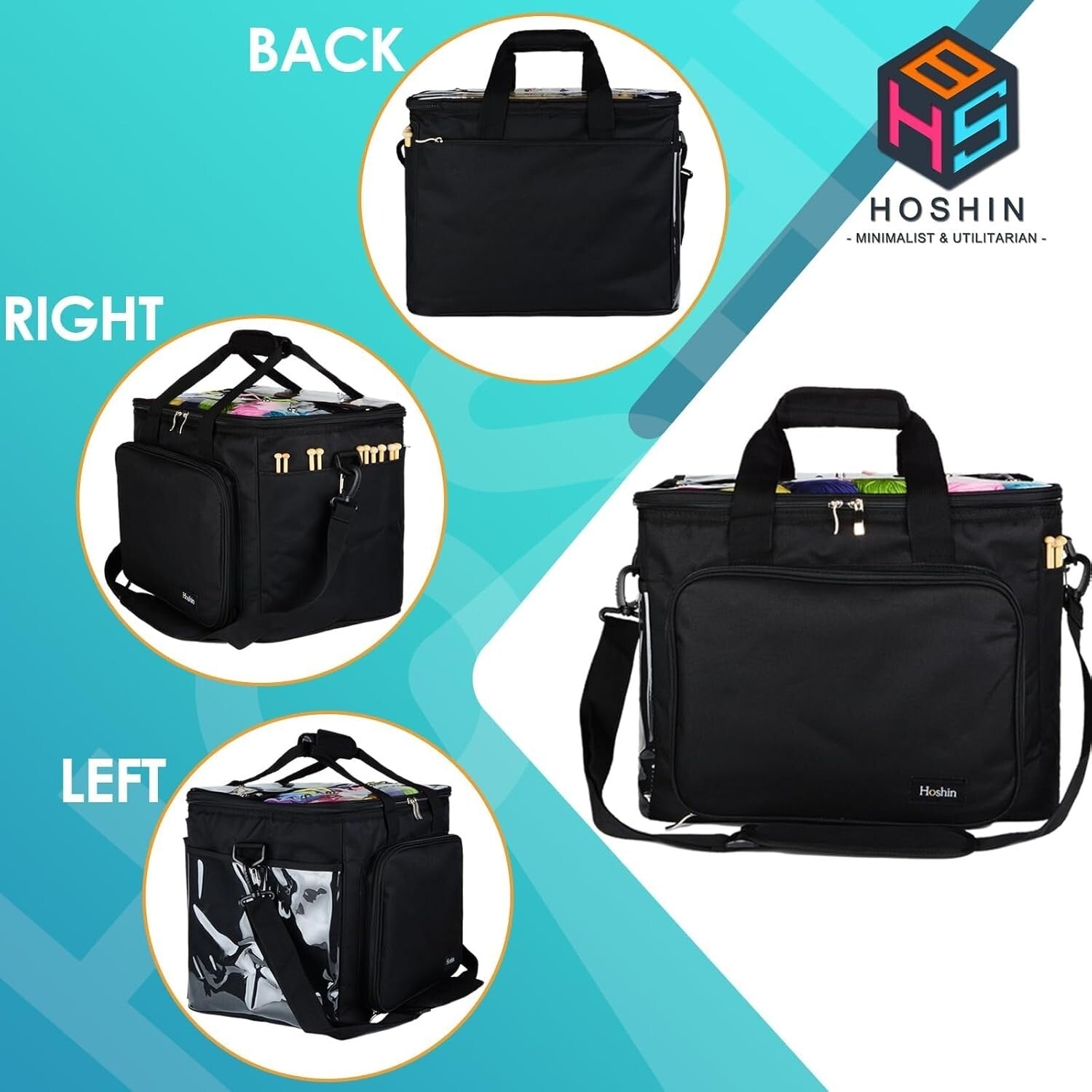 Portable Knitting Tote with Inner Divider and Flexible PVC - Ideal for Crafters