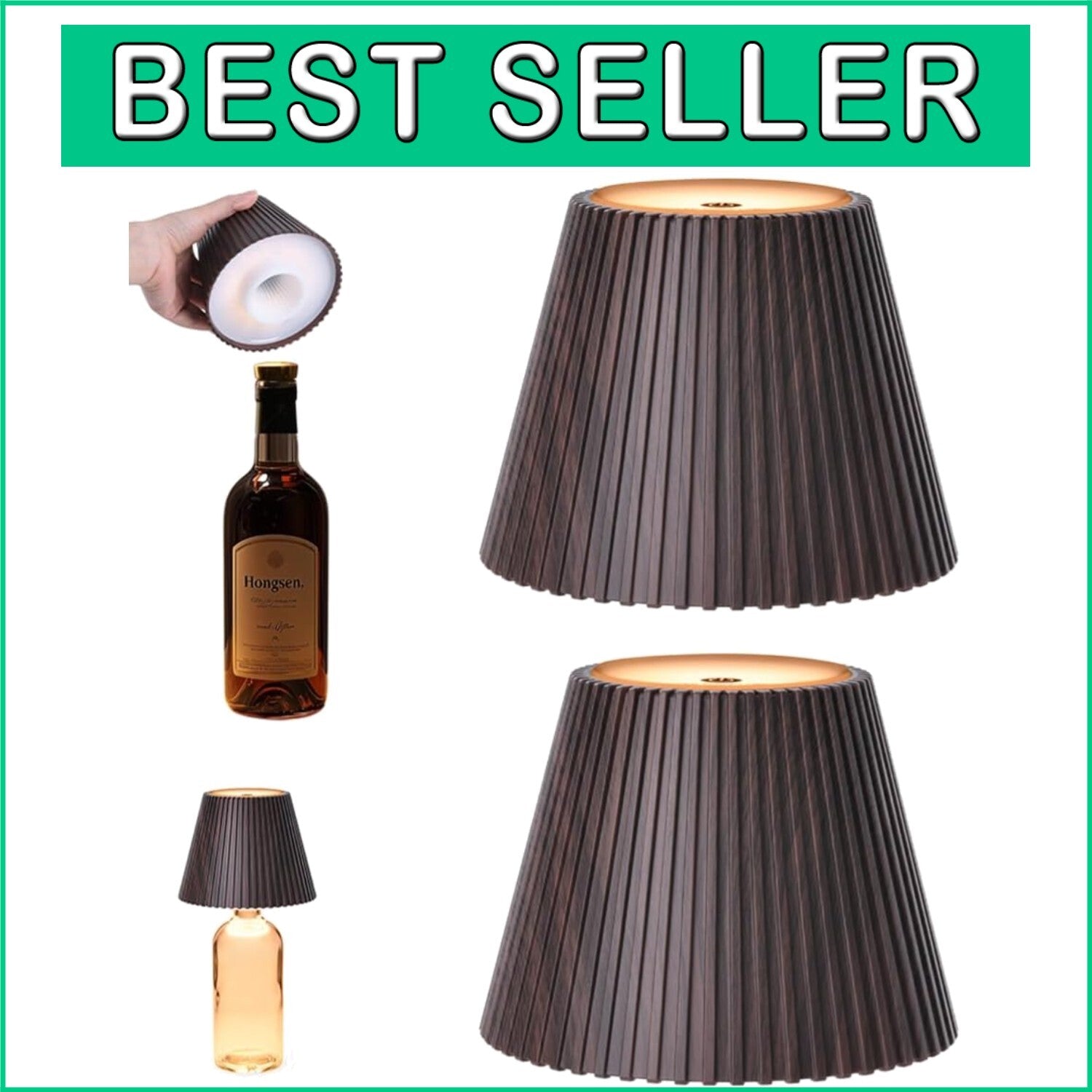 2 Pack Wireless Bottle Lamps - Cordless Rechargeable Table Decor with 3 Brigh...