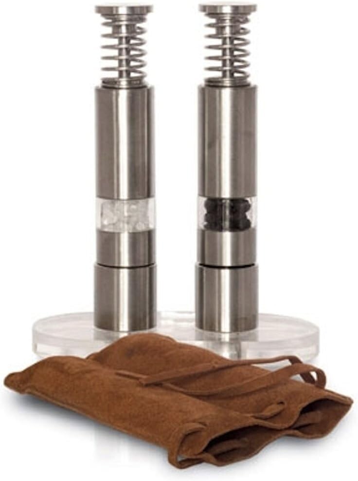 Automatic Salt and Pepper Grinder Set with Travel Pouch - Perfect for Picnics