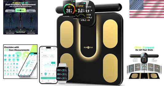 Digital Smart Scale for Body Composition - 8 Electrodes & APP Sync - Black