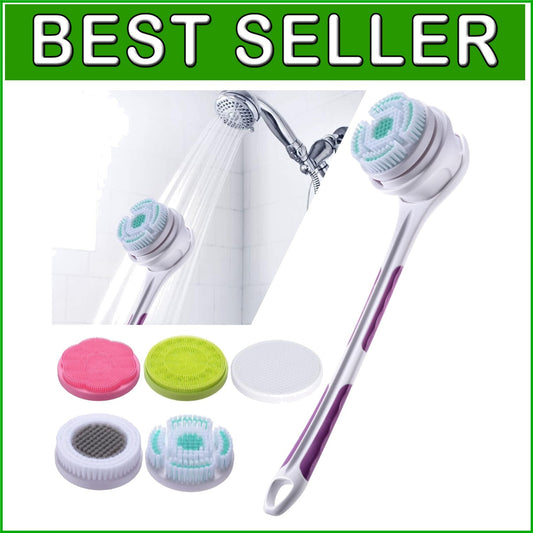 5-in-1 Rechargeable Electric Body Brush - Long Handle Exfoliating Scrubber