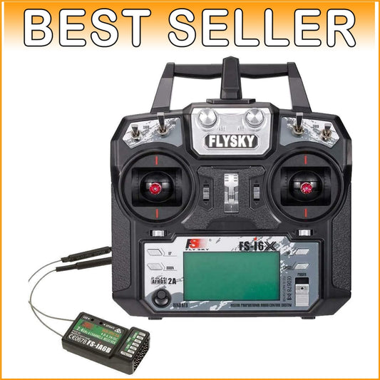 FS-i6X Drone & RC Boat Transmitter - 10 Channels with LCD Display & Omni Antenna