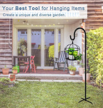 Load image into Gallery viewer, Rust-Resistant Adjustable Shepherd Hooks, 92" High with 5 Base Prongs - Black