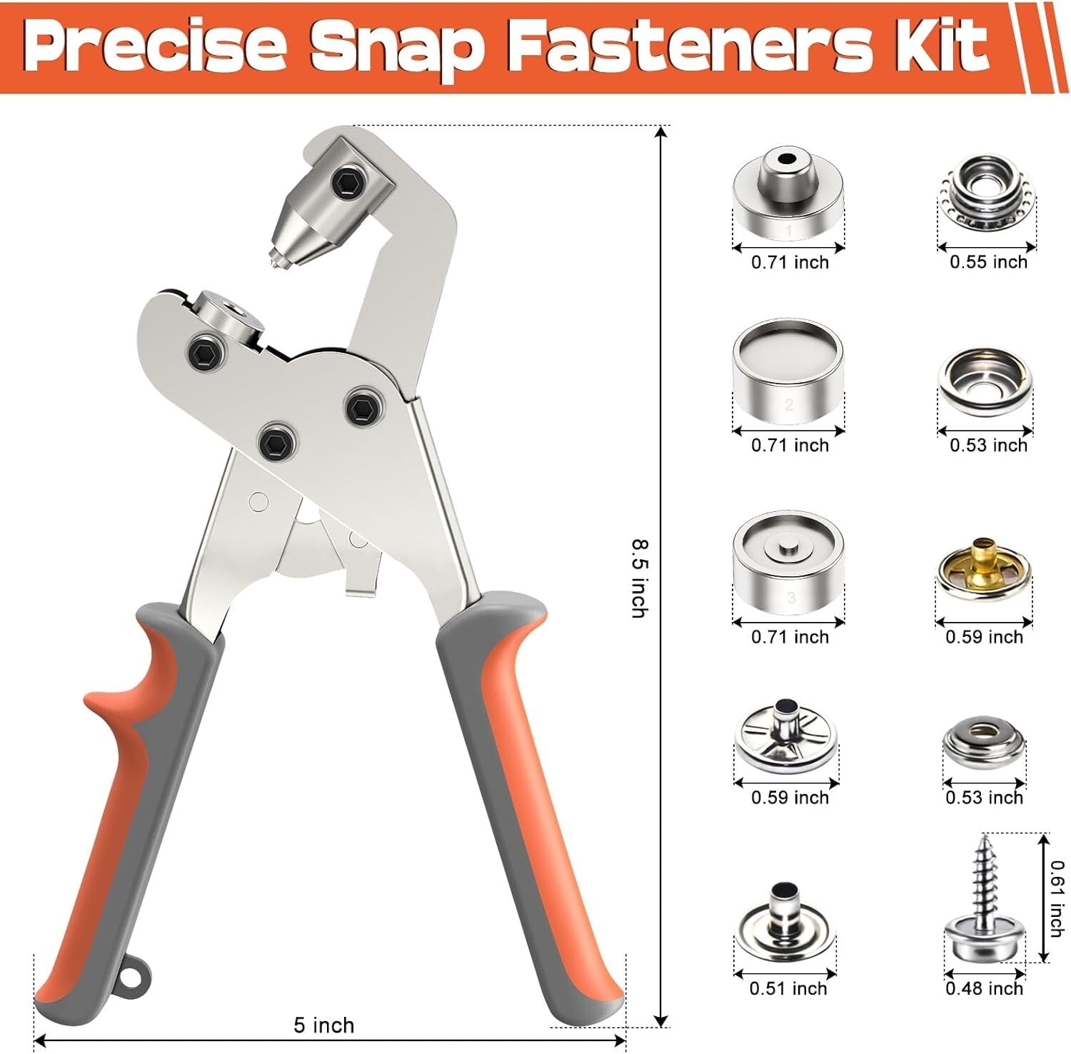 Professional Snap Fastener Pliers with 140 Buttons - Ideal for DIY Projects