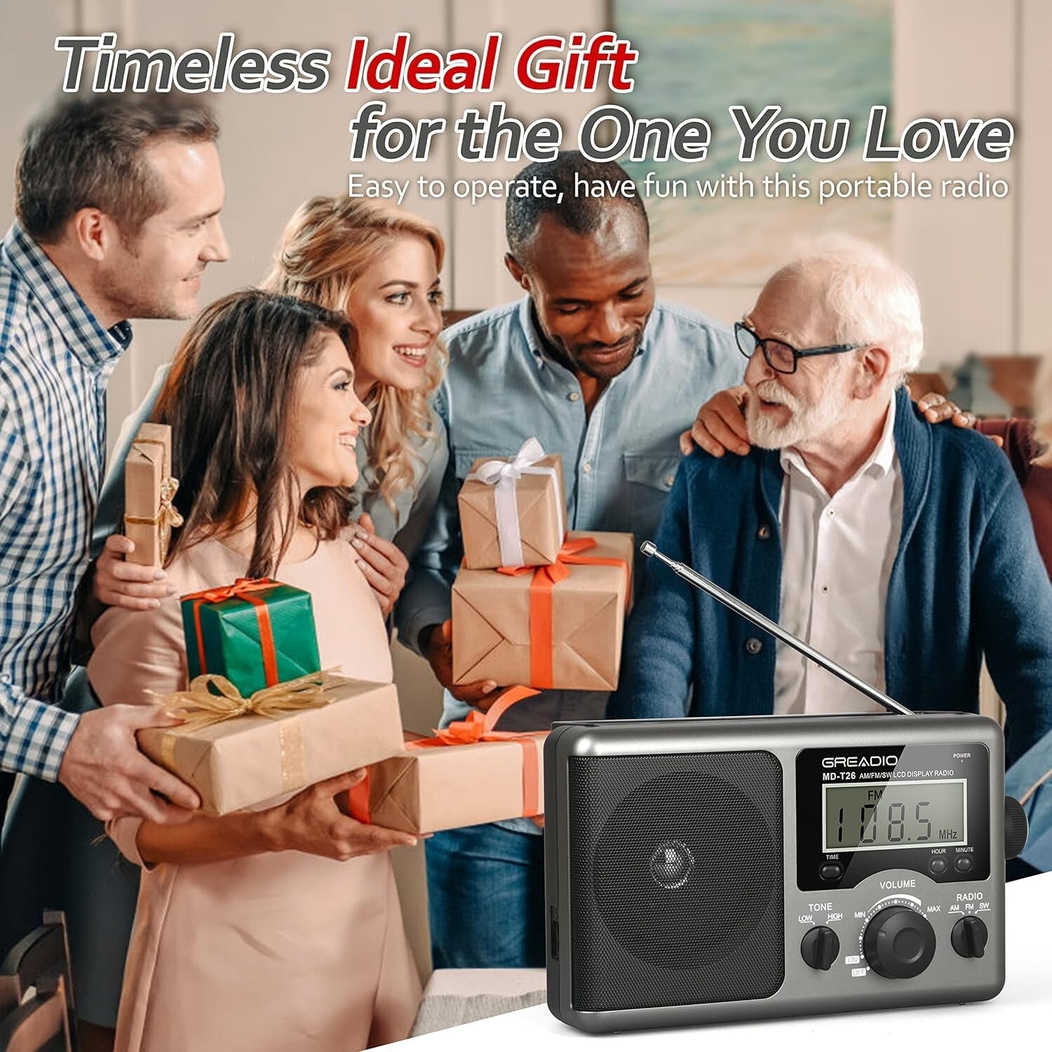 Easy-Use Portable Radio with AC/Battery Power – Great for Music and News Lovers