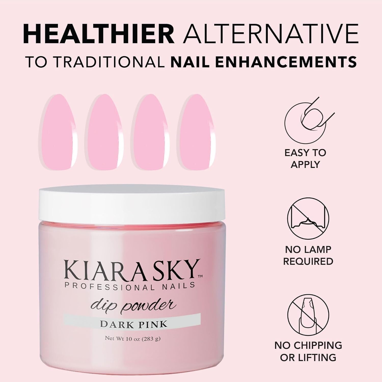 Long Lasting Dark Pink Nail Dip Powder - 10 oz, Glossy Finish for Pros