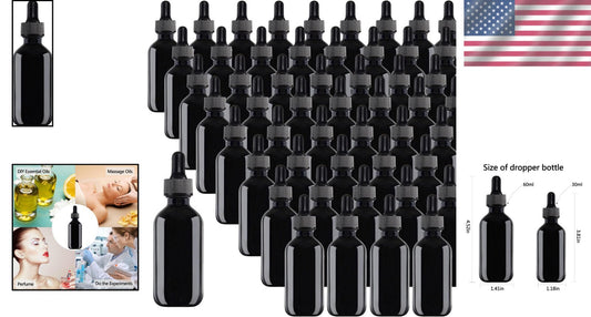 Elegant 48-Piece 2oz Black Boston Round Dropper Bottle Set for Easy Storage