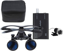 Load image into Gallery viewer, Professional 3.5X Dental Loupes with Adjustable Headlight &amp; Anti-Fog Features