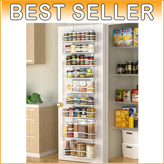 Elegant White 9-Tier Over The Door Pantry Organizer - Maximize Your Space
