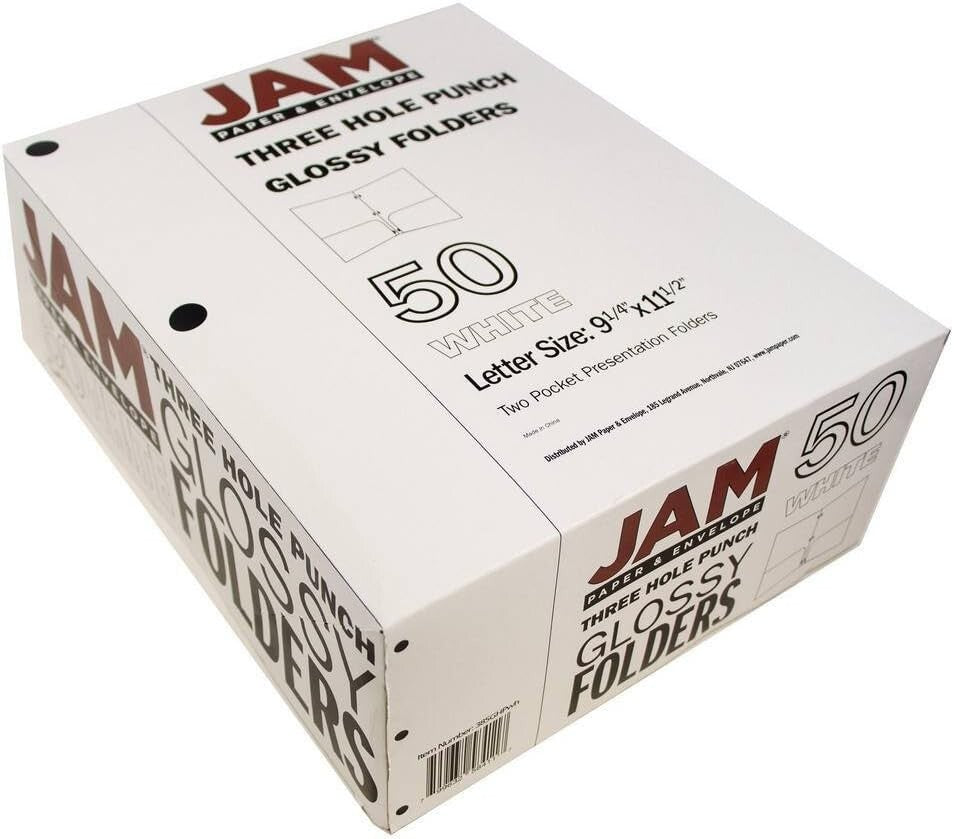 Durable Glossy Two-Pocket Letter Size Folders - 50 Pack for School & Office