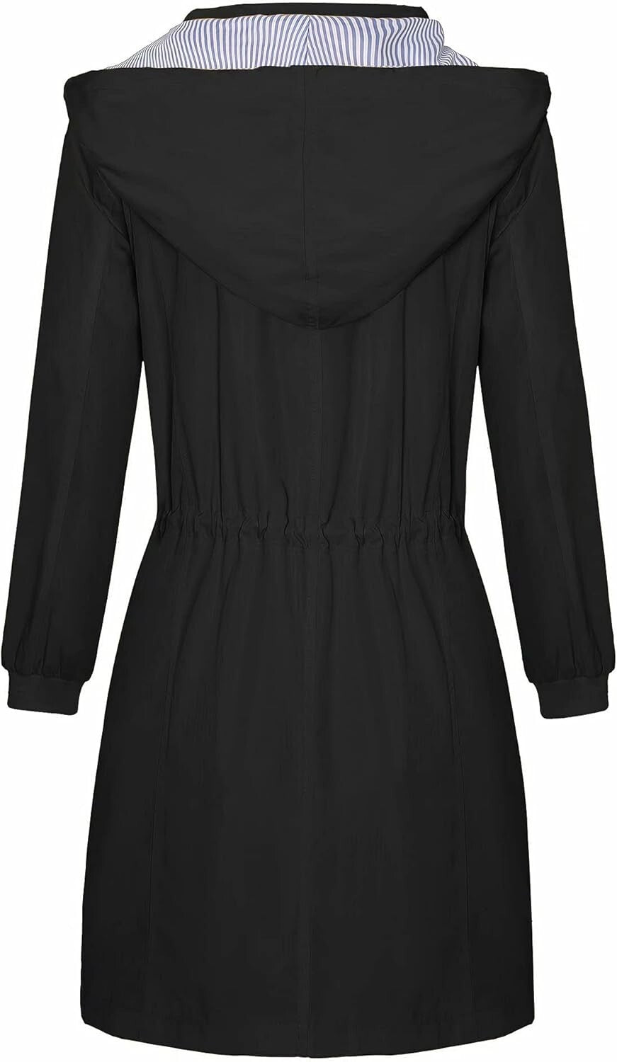 Stylish Women's Waterproof Rain Jacket - Lightweight Hooded Windbreaker S-XXL