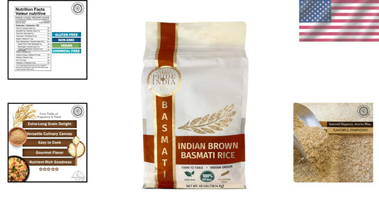 Extra Long Premium Brown Basmati Rice - 40lb Bulk for Restaurants & Homes