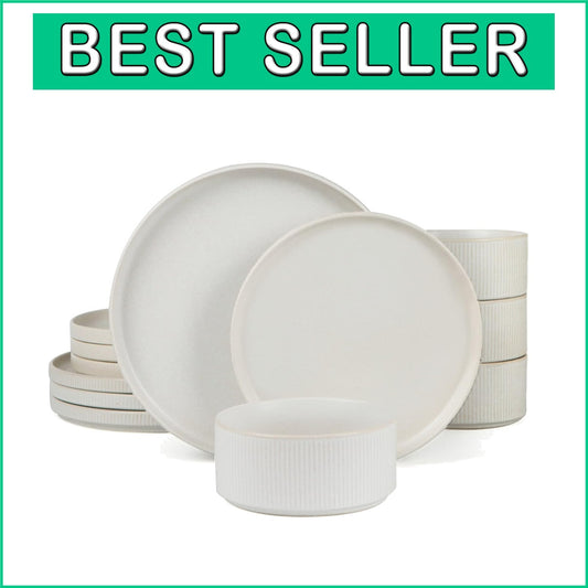 Elegant Stackable Stoneware Dinnerware Set for 4 - Handmade with Unique Glaze