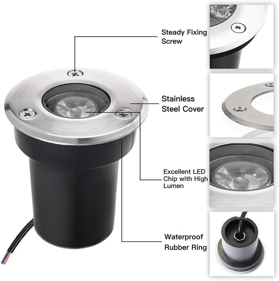 Efficient LED In-Ground Landscape Lights - 12V Waterproof 6 Pack for Outdoor Use