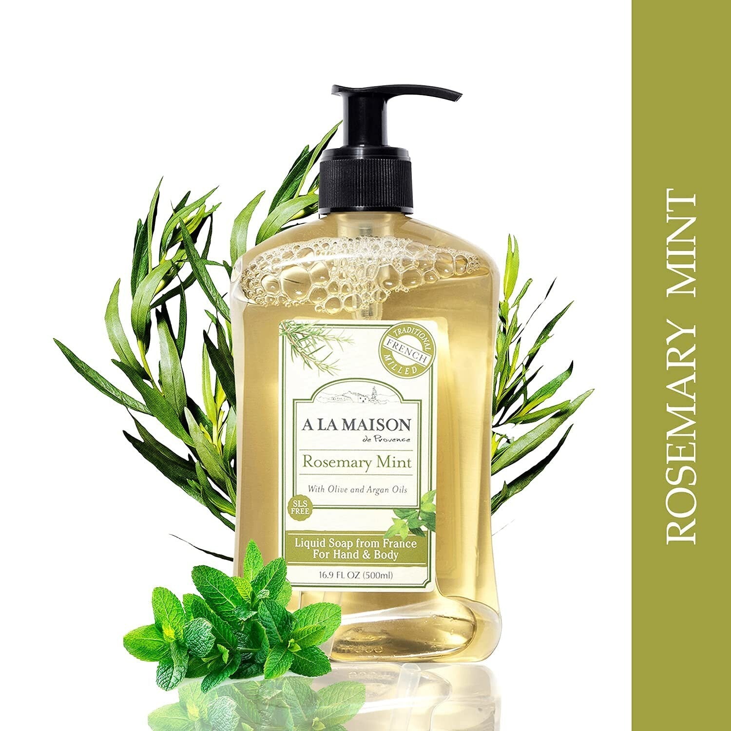 Vegan Rosemary Mint Liquid Soap - Triple Milled, Eco-Friendly Skincare 6 Pack