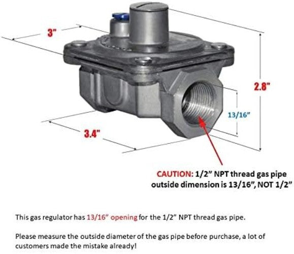 Efficient 1/2" Natural Gas Pressure Regulator - ANSI Standard NPT Fittings