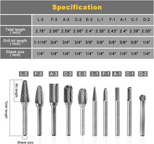 Load image into Gallery viewer, Versatile Metal Carving Burr Set - 10 Durable Tungsten Carbide Bits Included