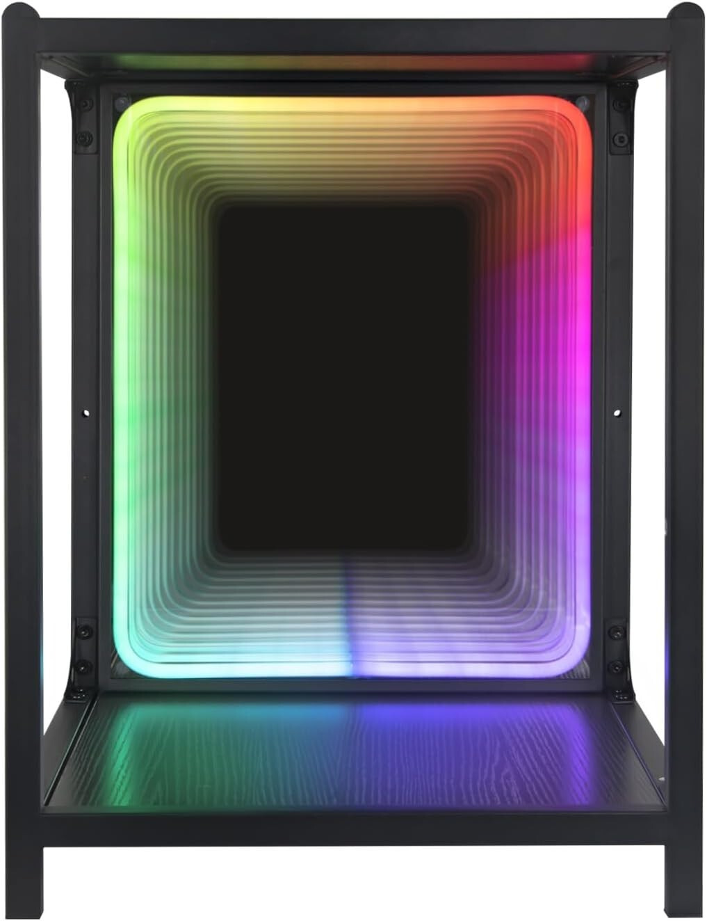 Stylish RGBW Infinity Mirror Storage Cabinet - Perfect for Bedroom or Gaming