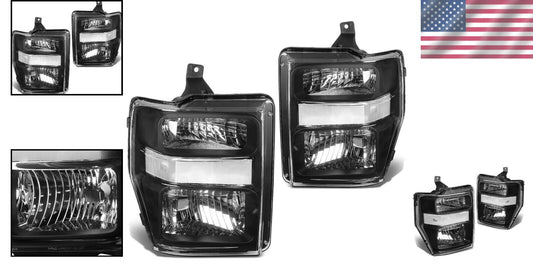 Direct Fit Black Clear Halogen Headlights for 2008-2010 Super Duty Trucks