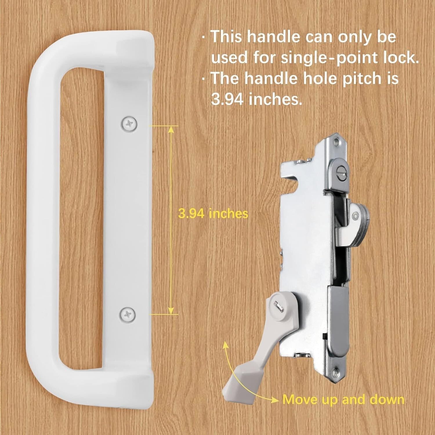 Elegant White Patio Door Handle Set with Cylinder Lock for Stylish Homes
