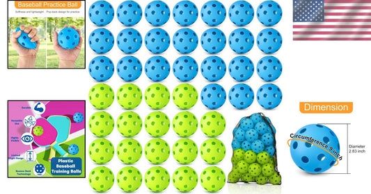 Versatile Softballs for Skills Training: 48 Pack Plastic Balls with Drawstring