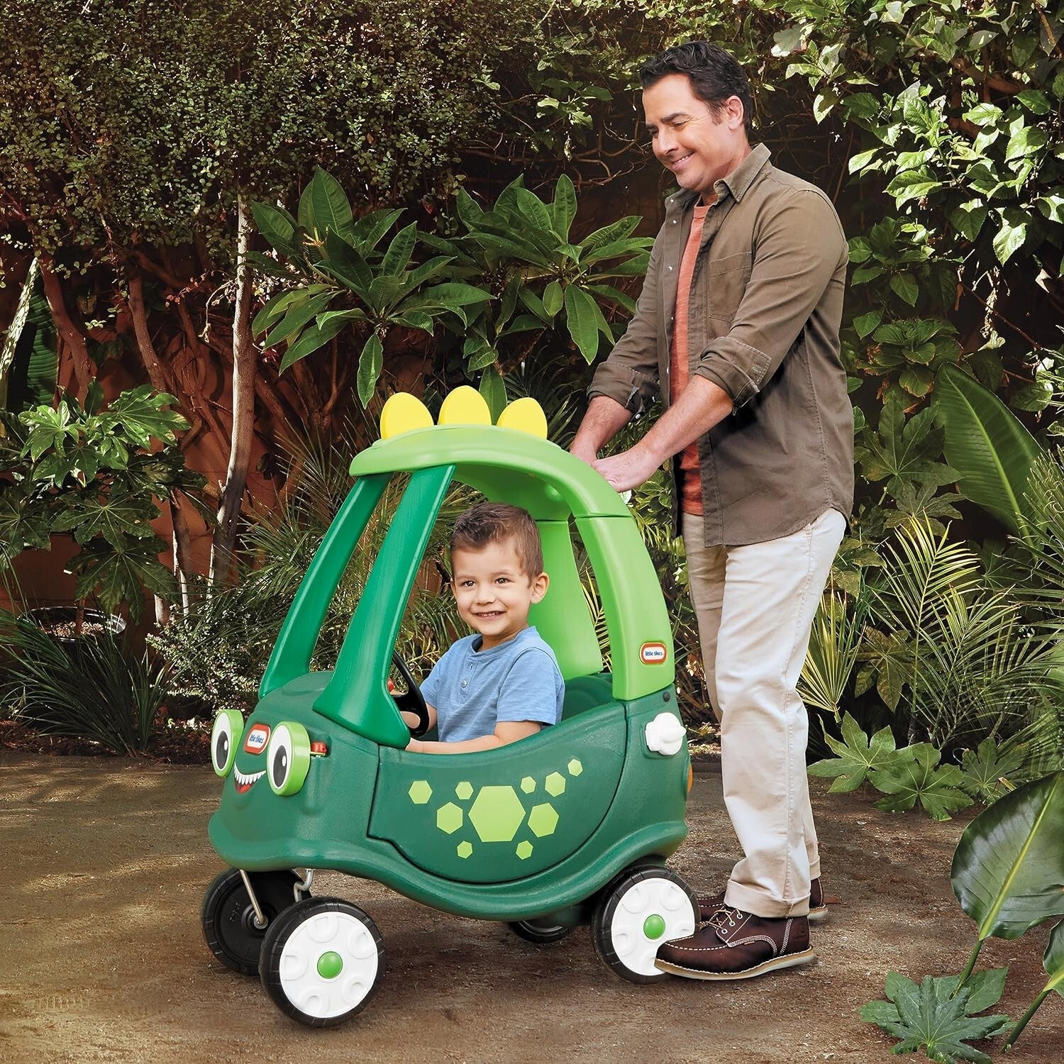Dinosaur-Themed Cozy Coupe with Push Handle - Ideal for Indoor & Outdoor Fun