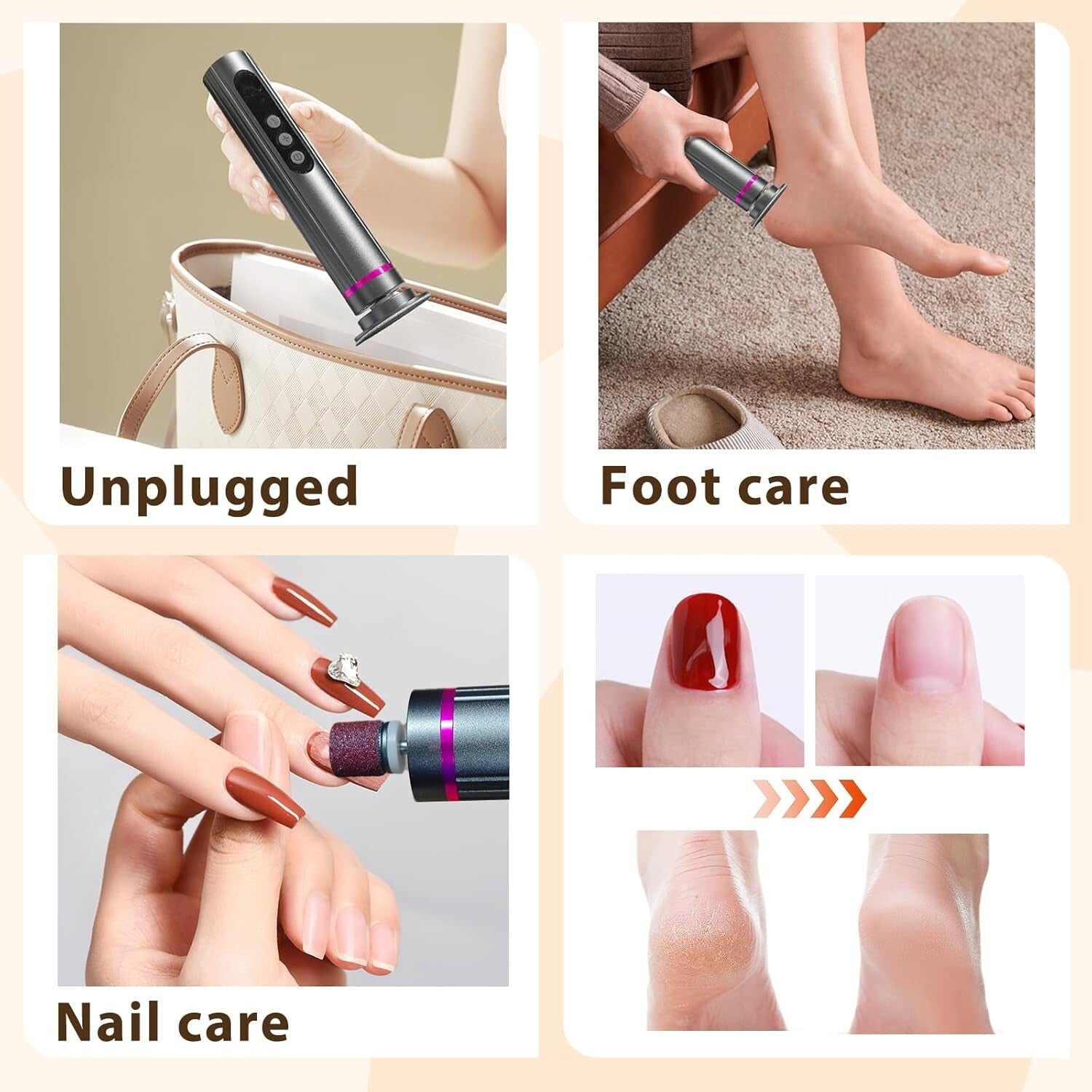 Luxurious 2-in-1 Electric Foot File with Replaceable Sandpaper - Durable Design