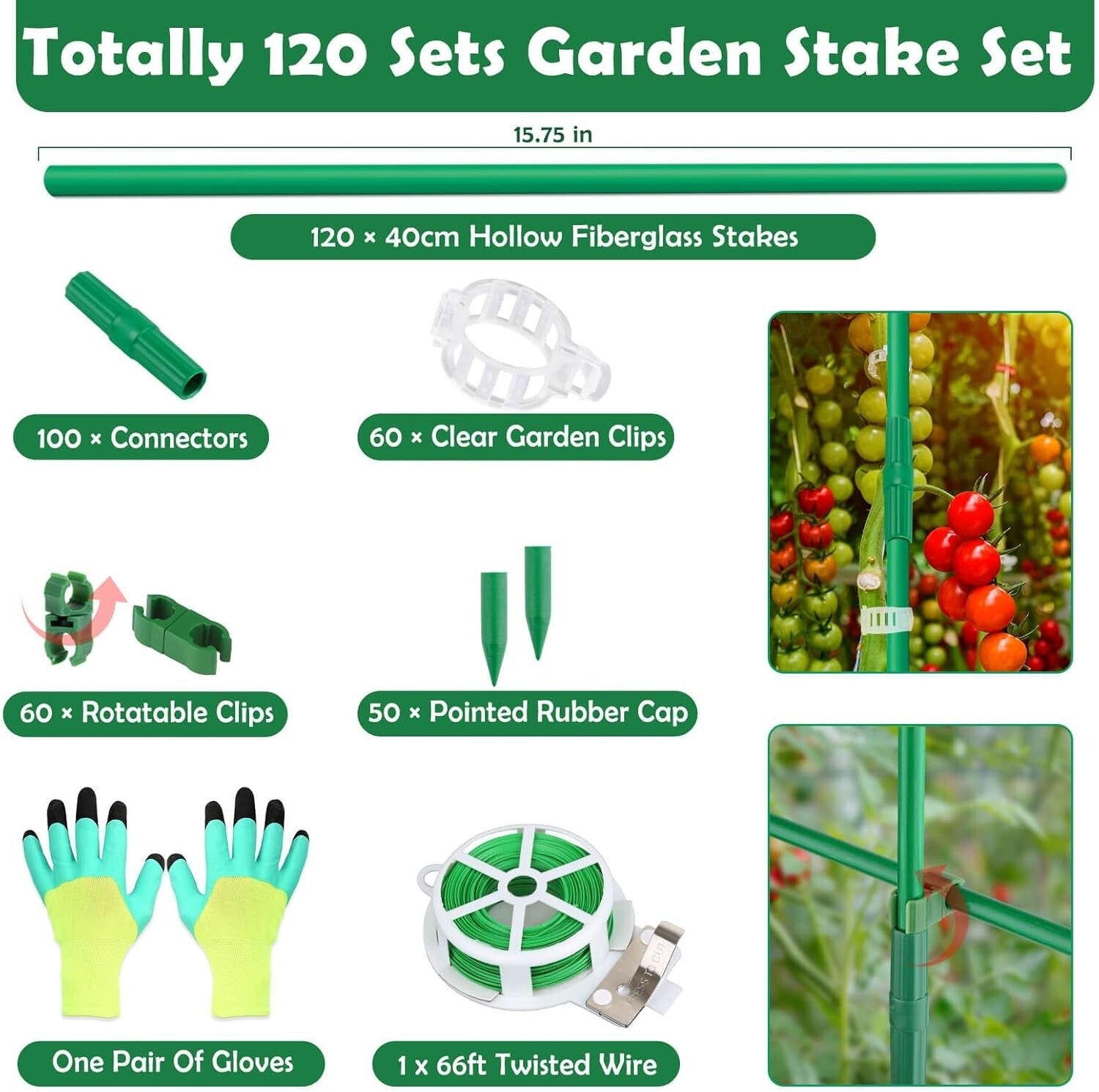 393PCS Adjustable Garden Stakes Set - Durable Fiberglass Plant Supports for ALL