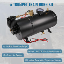 Load image into Gallery viewer, Heavy-Duty 4 Trumpet Air Horn System with Anti-Corrosion Finish - 150 PSI