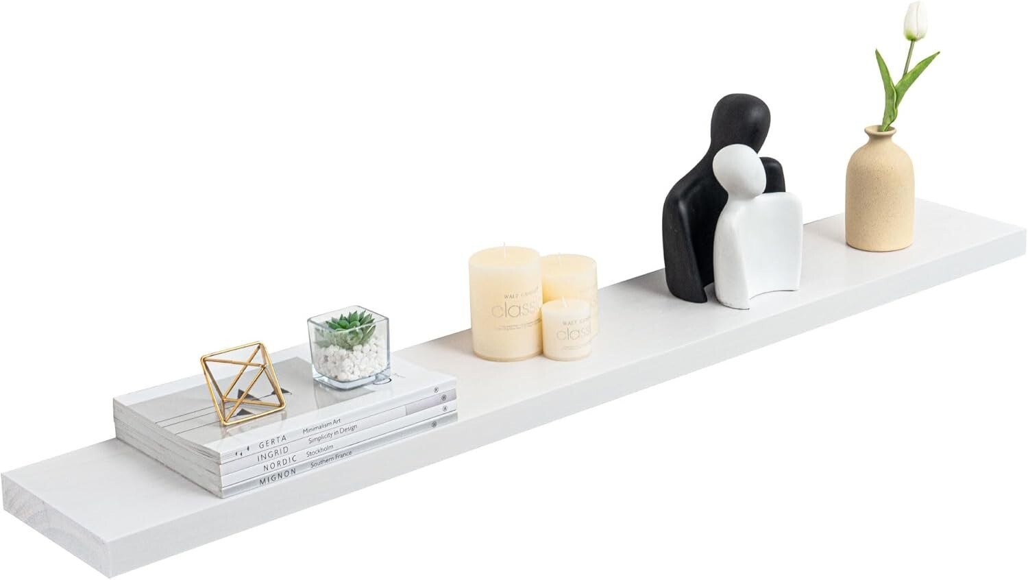 Deep Pine Wood Wall Shelf - Heavy-Duty Mounting Bracket for Functional Decor