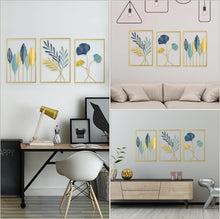 Load image into Gallery viewer, Gold Leaf Wall Decor Set of 3 - Modern Metal Art for Luxurious Home Spaces