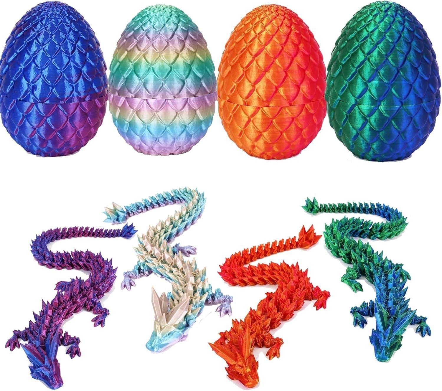 Vibrant 3D Printed Dragon Eggs for Easter - 4 Fun-Filled Toy Surprises