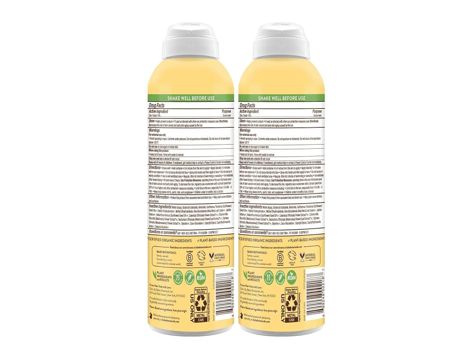 Babo Botanicals Continuous Sunscreen Spray - Ideal for Sensitive Skin & Families