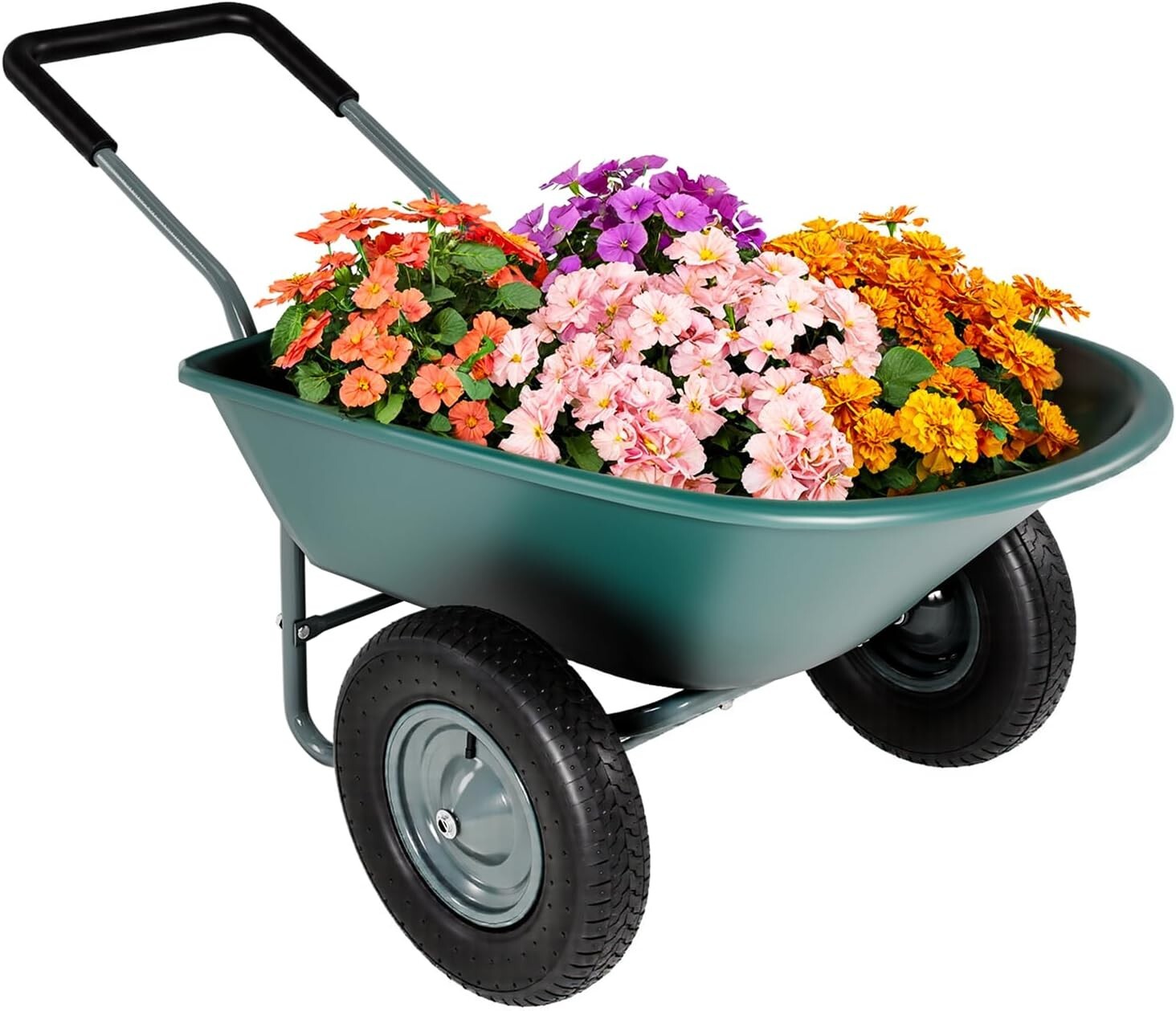 14-Inch Pneumatic Tire Yard Cart with Ergonomic Handle - Stable and Stylish